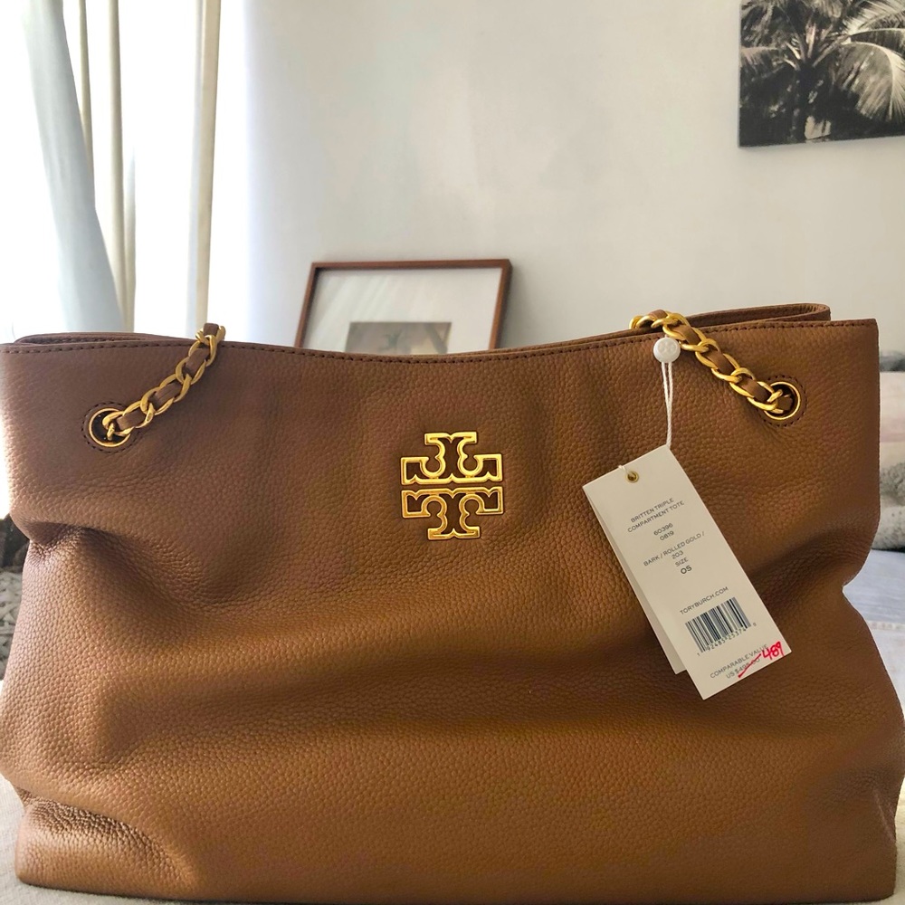Tory Burch Leather gold chain Tote Bag